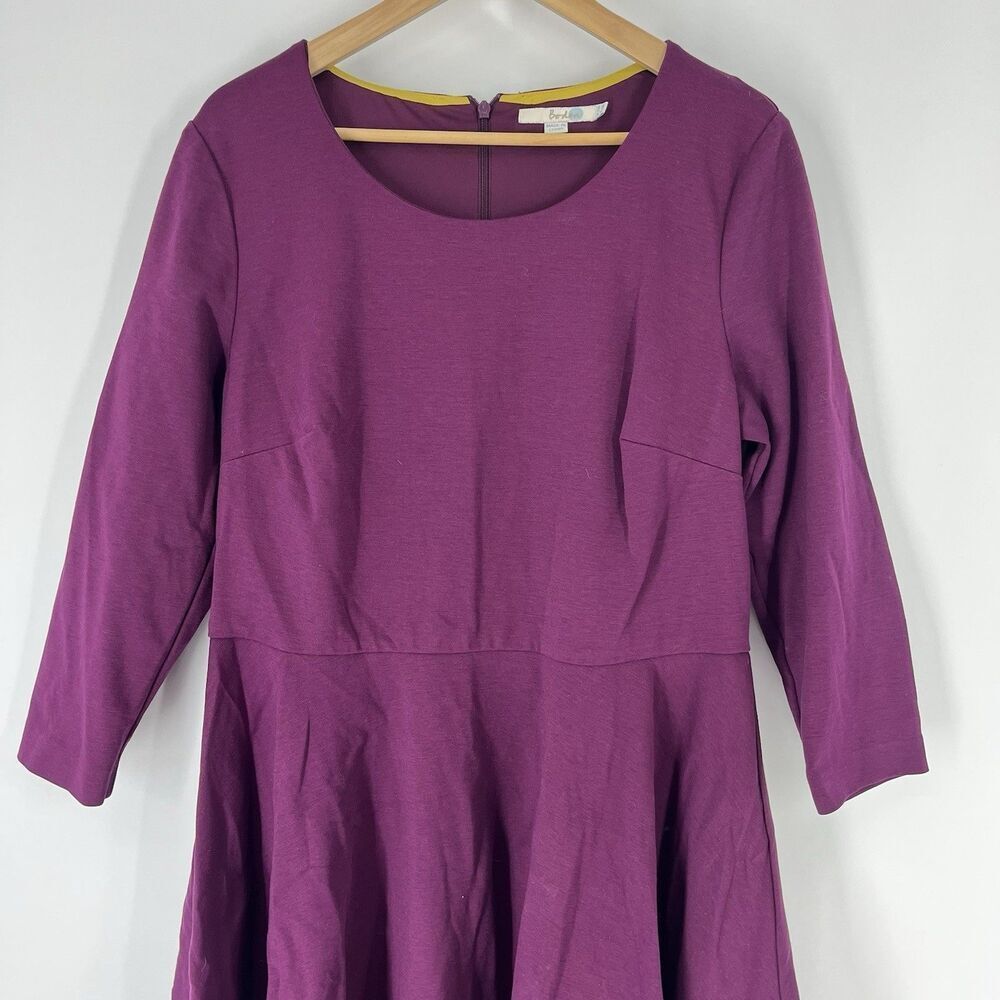 Boden Dress Size 16R Womens Berry Ponte Knit 3/4 Sleeve Classic Career Twirl - Picture 2 of 7